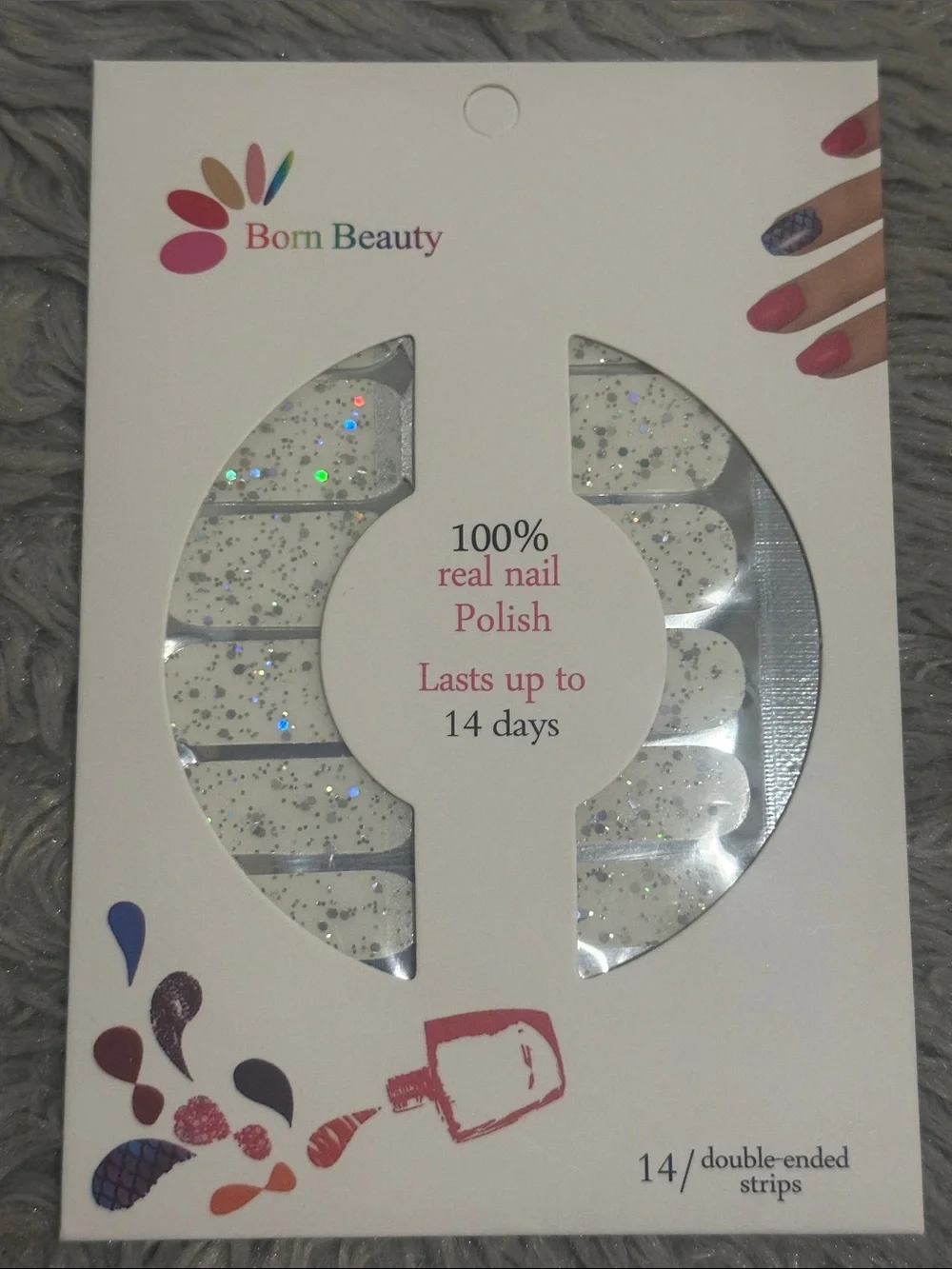 Glitter Nail Polish Strips - Pink, Blue, Silver, Rose, Red